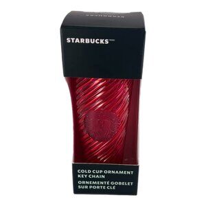Collectible Starbucks 2024 Red Swirl Cold Cup Ornament Keychain NIB